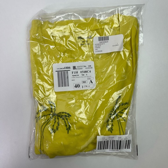 Madewell — Embroidered Palm Tree Radio Boxy Tee Yellow Green T-shirt — Small NEW - Picture 4 of 7